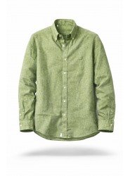 9130-Jacob Cohen Yeşil Keten Comfort Fit Gömlek
