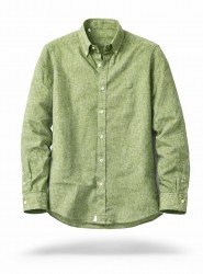 9130-Jacob Cohen Yeşil Keten Comfort Fit Gömlek