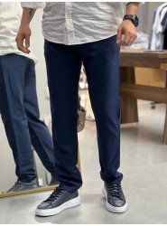 9132-JC Lacivert Keten Rahat Kalıp Pantolon