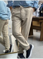 9133-JC Vizon Keten Rahat Kalıp Pantolon