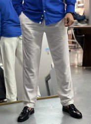 9134-JC Ekru Keten Rahat Kalıp Pantolon