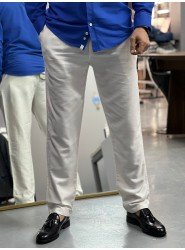 9134-JC Ekru Keten Rahat Kalıp Pantolon