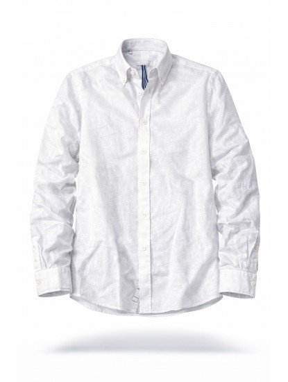 9135-Jacob Cohen Beyaz Keten Comfort Fit Gömlek