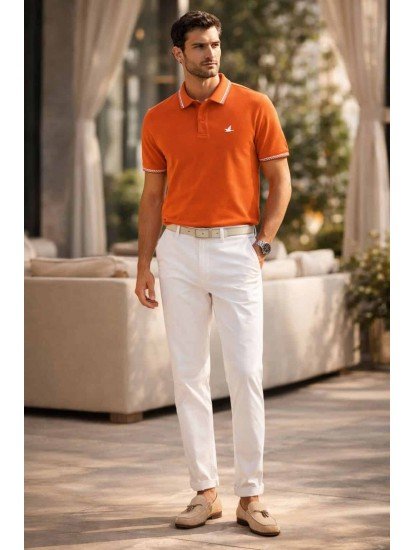 9136-BYMN Turuncu Polo Yaka Tshırt