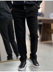 9131-JC Siyah Keten Rahat Kalıp Pantolon