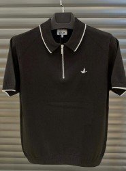 9146-BYMN Siyah  Kısa kol Polo Yaka Merserize