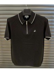 9146-BYMN Siyah  Kısa kol Polo Yaka Merserize