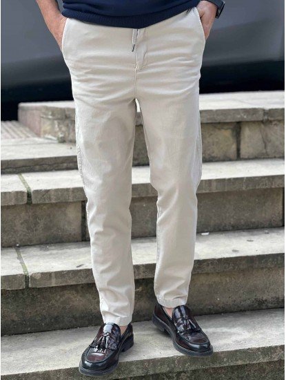 9148-Brooks Brothers Gri Gabardin Likralı Yüksek Bel Pantolon