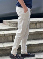 9148-Brooks Brothers Gri Gabardin Likralı Yüksek Bel Pantolon