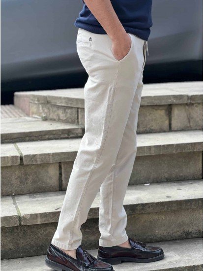 9148-Brooks Brothers Gri Gabardin Likralı Yüksek Bel Pantolon