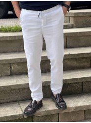 9149-Brooks Brothers Beyaz Gabardin Likralı Yüksek Bel Pantolon