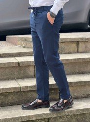 9150-Brooks Brothers Lacivert Gabardin Likralı Yüksek Bel Pantolon