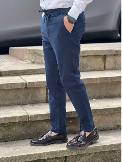 9150-Brooks Brothers Lacivert Gabardin Likralı Yüksek Bel Pantolon