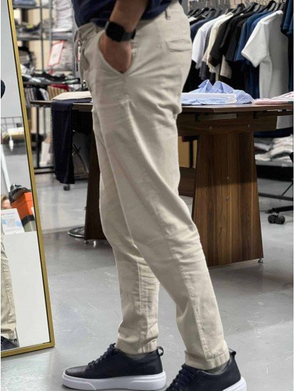 9151-Brooks Brothers Vizon Gabardin Likralı Yüksek Bel Pantolon