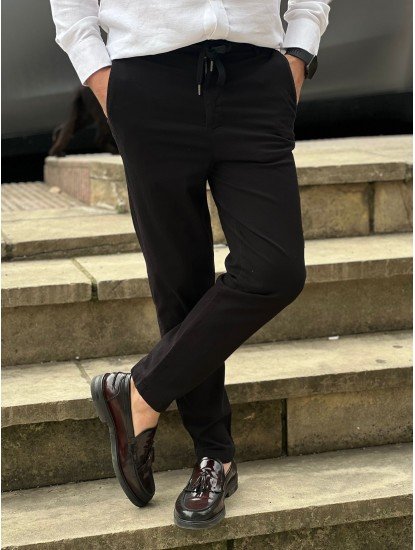 9152-Brooks Brothers Siyah Gabardin Likralı Yüksek Bel Pantolon