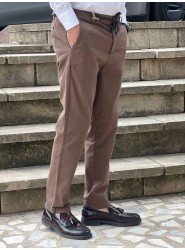 9153-Brooks Brothers Kahve Gabardin Likralı Yüksek Bel Pantolon