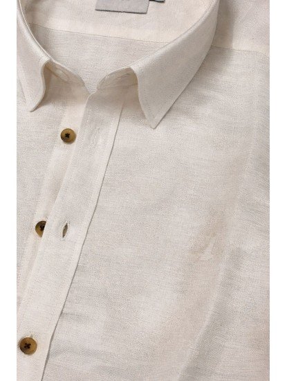 9154-BYMN Beyaz Kendinden Desenli Gizli Yaka Gömlek