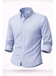 9155-NTWK Beyaz Mavi Çizgili Comfort Fit  Gömlek