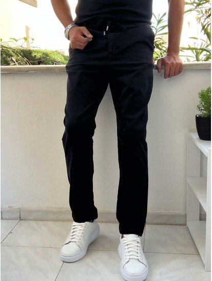 9156-NTWK Siyah  Gabardin Likralı Yüksek Bel Pantolon