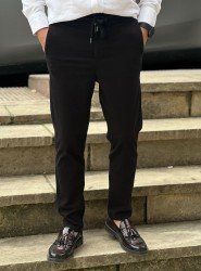 9156-NTWK Siyah  Gabardin Likralı Yüksek Bel Pantolon