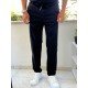 9157-NTWK Lacivert Gabardin Likralı Yüksek Bel Pantolon