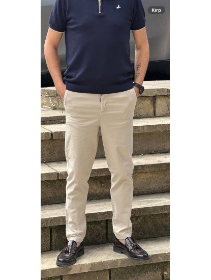 9158-NTWK vizon Gabardin Likralı Yüksek Bel Pantolon
