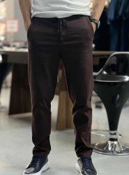 9159-NTWK Kahve Gabardin Likralı Yüksek Bel Pantolon