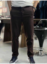 9159-NTWK Kahve Gabardin Likralı Yüksek Bel Pantolon