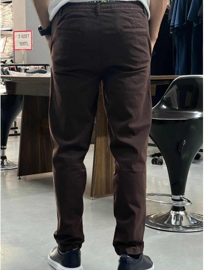 9159-NTWK Kahve Gabardin Likralı Yüksek Bel Pantolon