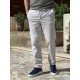 9161-NTWK Mavi Gri Gabardin Likralı Yüksek Bel Pantolon