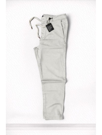 9161-NTWK Mavi Gri Gabardin Likralı Yüksek Bel Pantolon