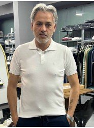 9163-NTWK Ekru Rayon Kumaş Polo Yaka Kısa Kollu Triko