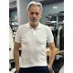 9163-NTWK Ekru Rayon Kumaş Polo Yaka Kısa Kollu Triko