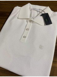 9163-NTWK Ekru Rayon Kumaş Polo Yaka Kısa Kollu Triko
