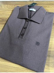 9166-NTWK Kahve Rayon Kumaş Polo Yaka Kısa Kollu Triko