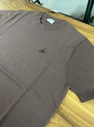 9168-BYMN Kahve Rayon Kumaş Bisiklet Yaka Kısa Kollu Triko