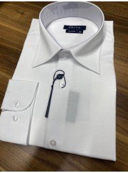 9176-Briva Beyaz Filafil Kumaş Dik Yaka  Classıc Gömlek