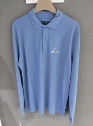 9179-NAUTİCA Mavi Pike Kumaş Polo Yaka Uzun Kollu Sweath