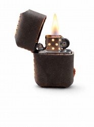 9180-Deri Kılıflı Zippo Çakmak