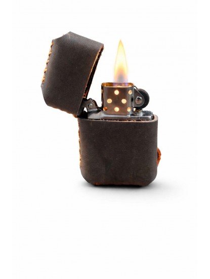 9180-Deri Kılıflı Zippo Çakmak