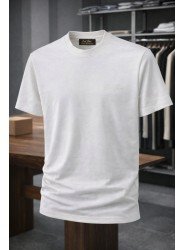9183-Lora Piano Krem Rengi Modal Kumaş Basic Tshirt