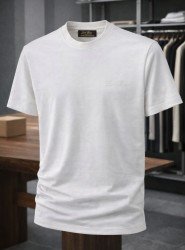 9183-Lora Piano Krem Rengi Modal Kumaş Basic Tshirt