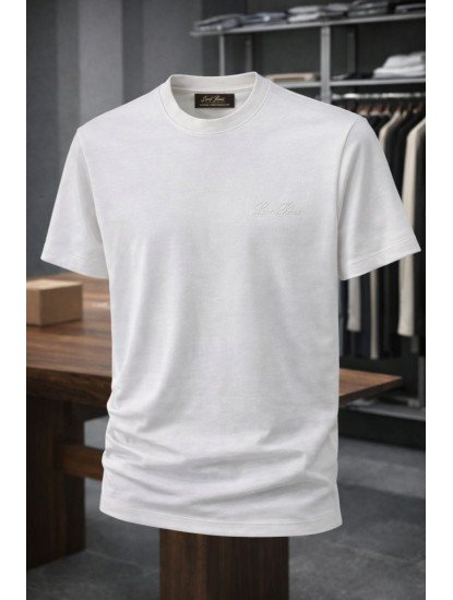 9183-Lora Piano Krem Rengi Modal Kumaş Basic Tshirt