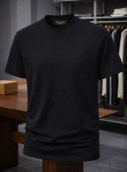 9184-Lora Piano Siyah Basic Tshirt