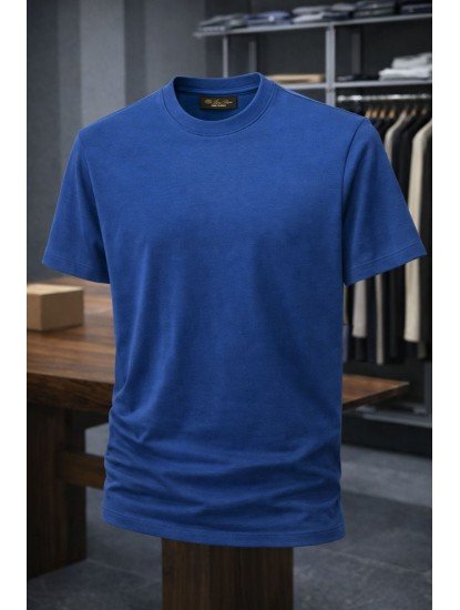 9185-Lora Piano Lacivert Basic Tshirt