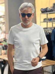 9186-Lora Piano Beyaz Basic Tshirt