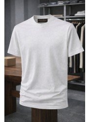 9186-Lora Piano Beyaz Basic Tshirt
