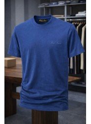 9187-Lora Piano Lacivert Modal Kumaş Basic Tshirt