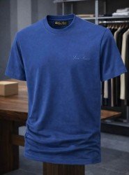 9187-Lora Piano Lacivert Modal Kumaş Basic Tshirt