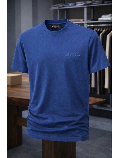 9187-Lora Piano Lacivert Modal Kumaş Bacis Tsihrt